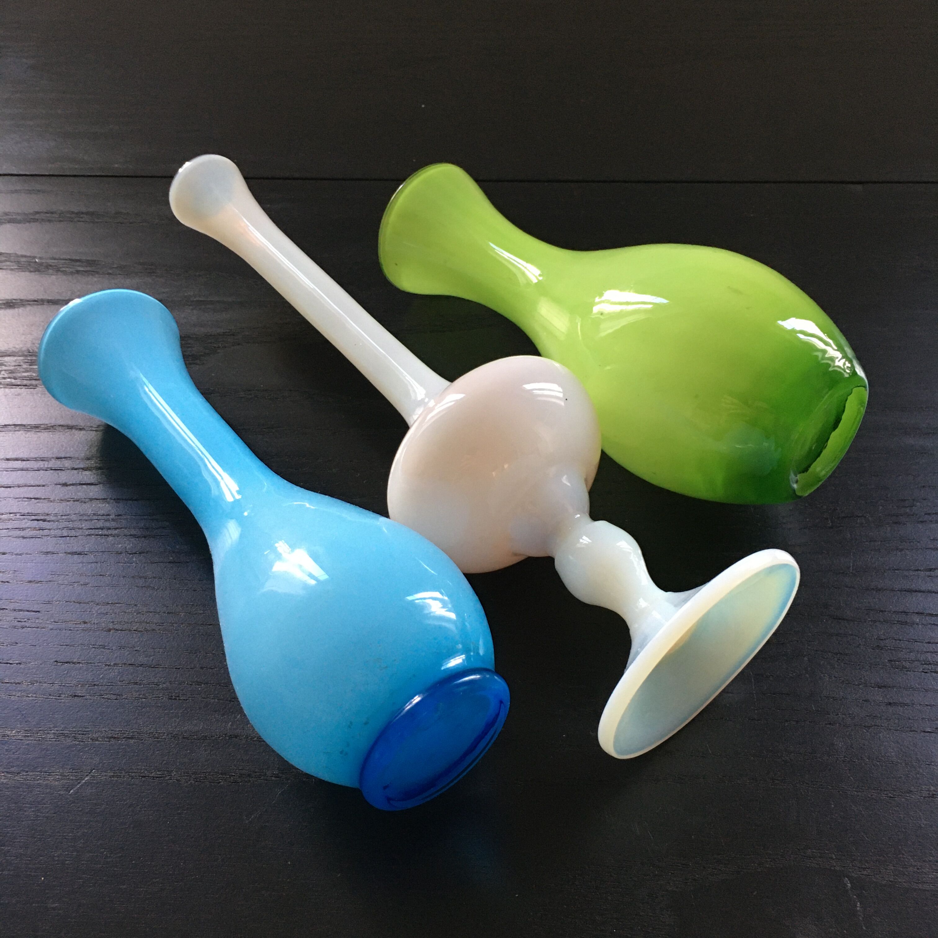 Trio of opaline vases