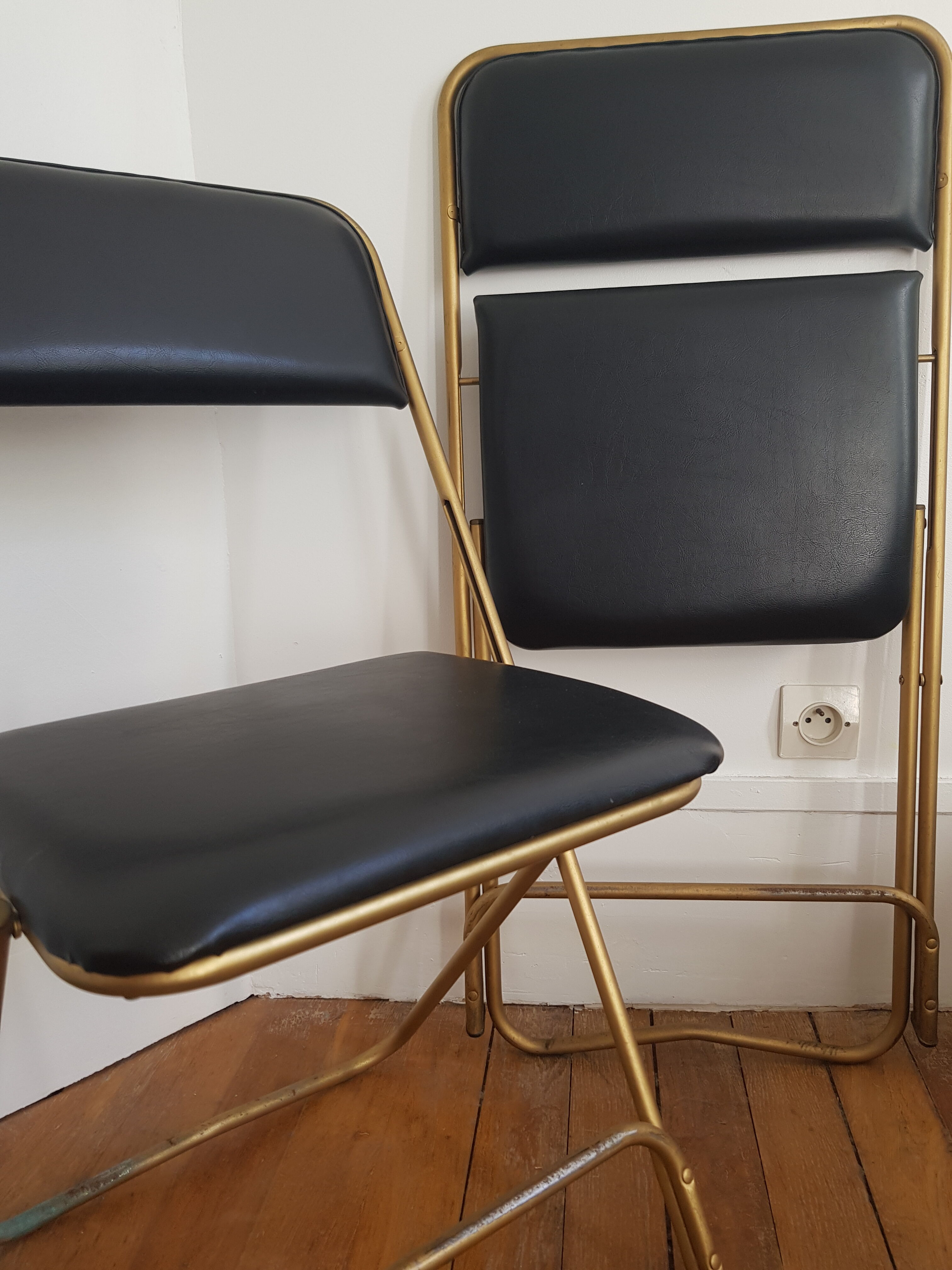 Set of 2 folding chairs in skai and metal