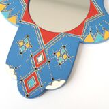 Moroccan painted wooden mirror in the shape of a hand, 1970s
