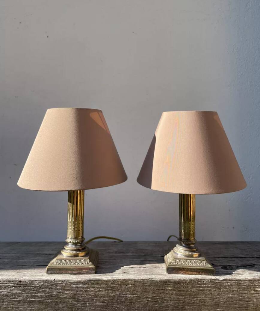 Pair of bedside lamps signed Cailar Bayarden, silver-plated metal, Louis XVI style.