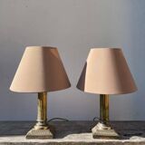Pair of bedside lamps signed Cailar Bayarden, silver-plated metal, Louis XVI style.