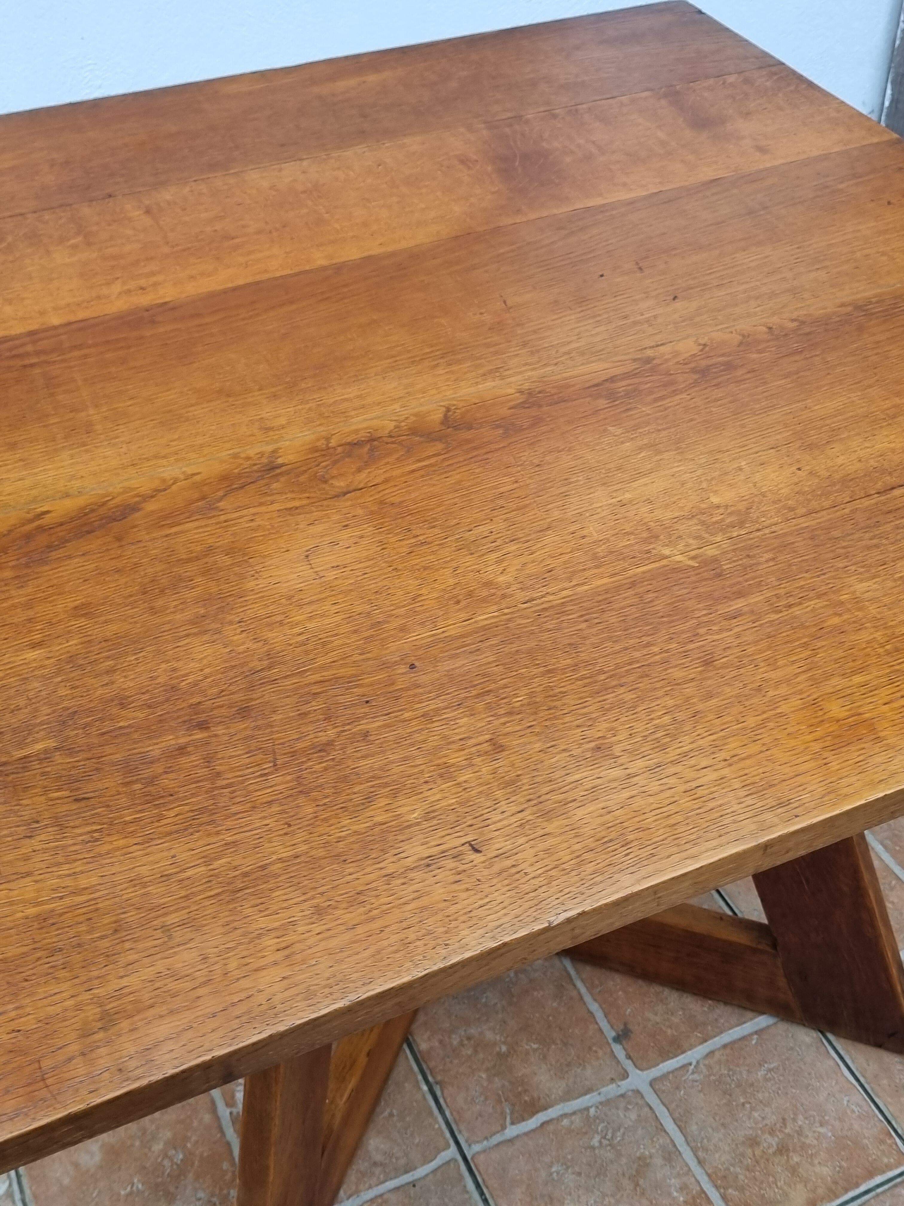 Square table in art deco style in oak, removable