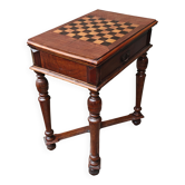 Antique Victorian game table for chess and cards, 19th century.