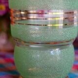 Granite glass vase almond green and golden 1950