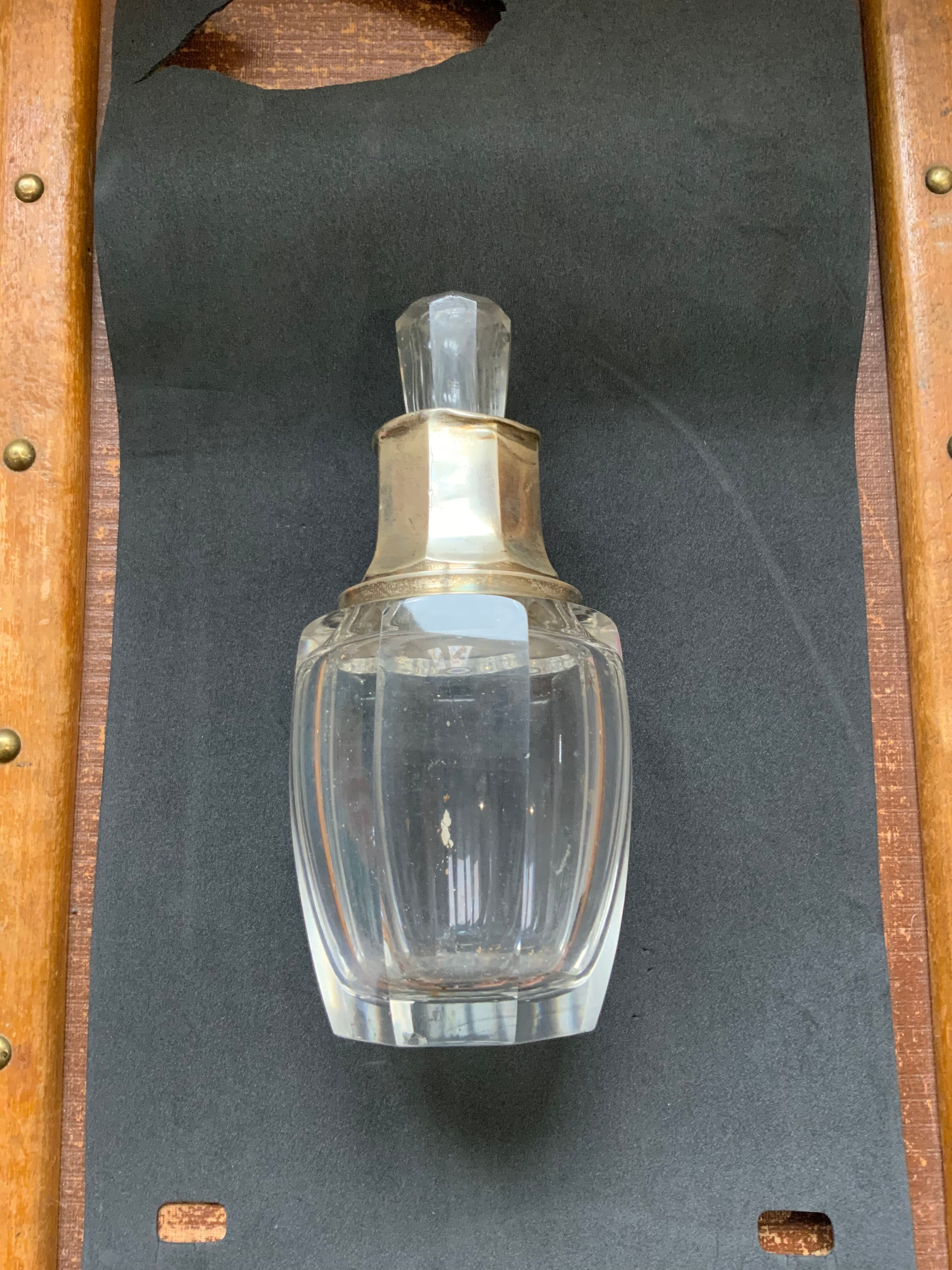 Antique crystal bottle and silver frame diamond punch perfume