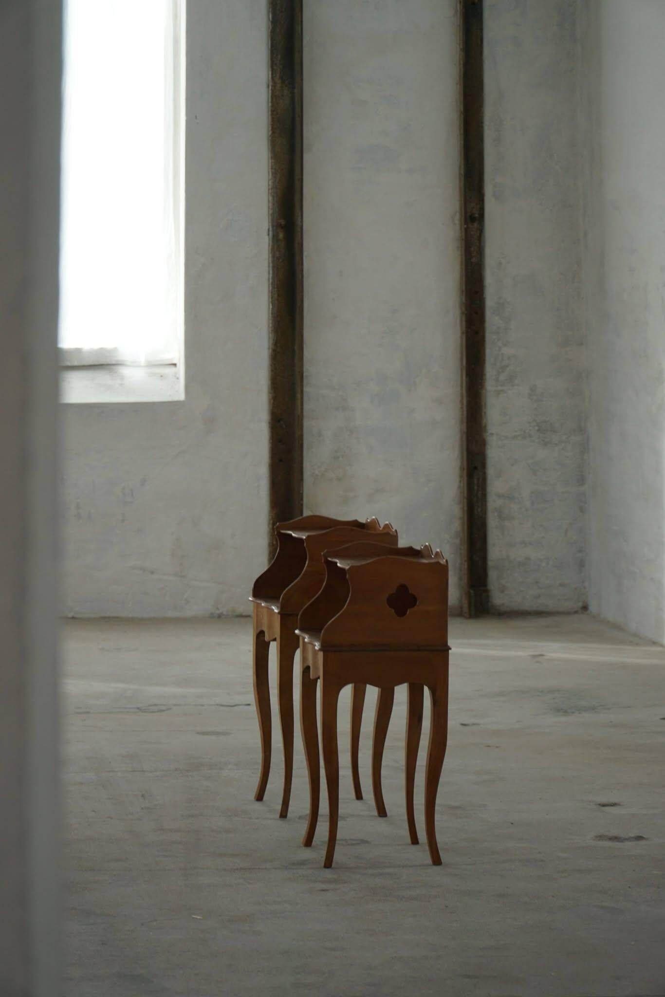 Modern Danish, An Elegant Pair of Walnut Bedside Tables, 1940s