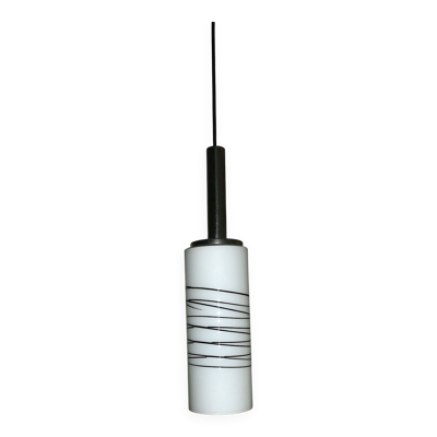Suspension italienne en verre opalin laiteux avec superposition, années 1960