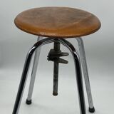 JIDE Limoges workshop / industrial stool leather / chrome metal
