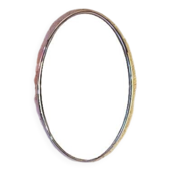 Miroir ovale art déco cadre chromé vintage années 70