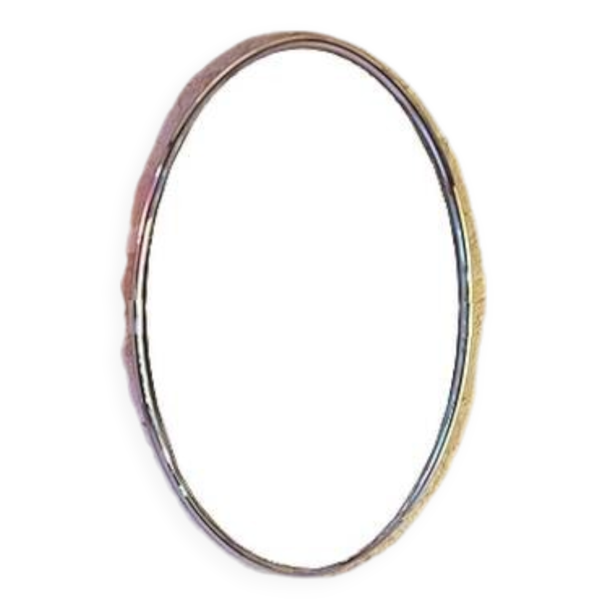 Oval Art Deco mirror with vintage chrome frame from the 1970s.