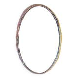 Oval art deco mirror with vintage chrome frame from the 70s