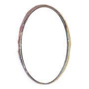 Oval Art Deco mirror with vintage chrome frame from the 1970s.
