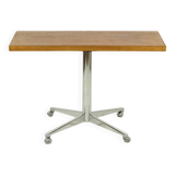 Vintage Coffee Table Side Table Wooden Top Chrome Wheels 90cm