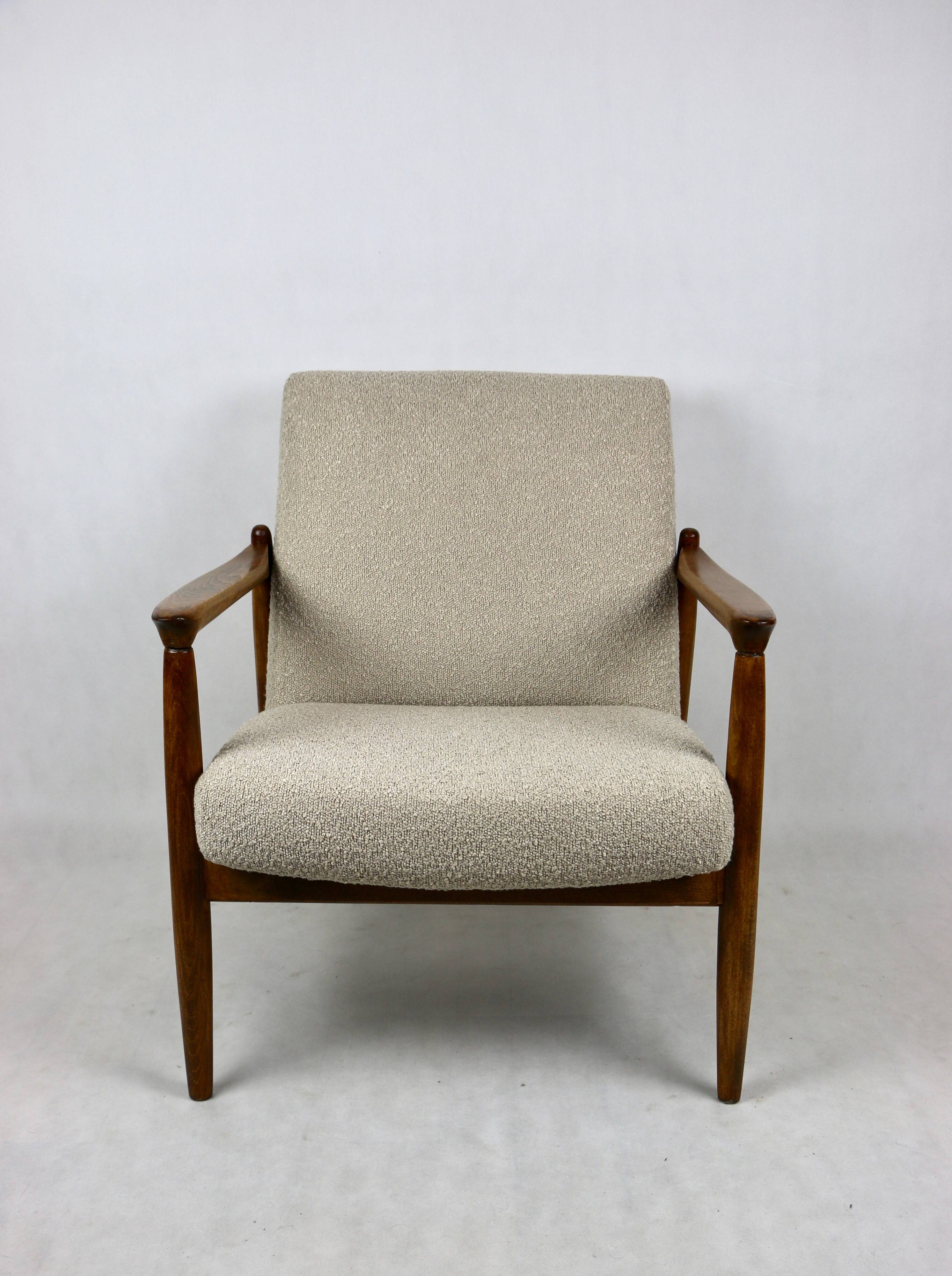 Beige Boucle armchair GFM-64 attributed to Edmund Homa, 1970s
