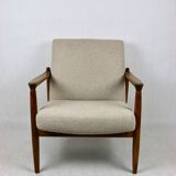 Beige Boucle armchair GFM-64 attributed to Edmund Homa, 1970s