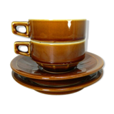 Paire de tasses et soucoupes de bistro, café au lait