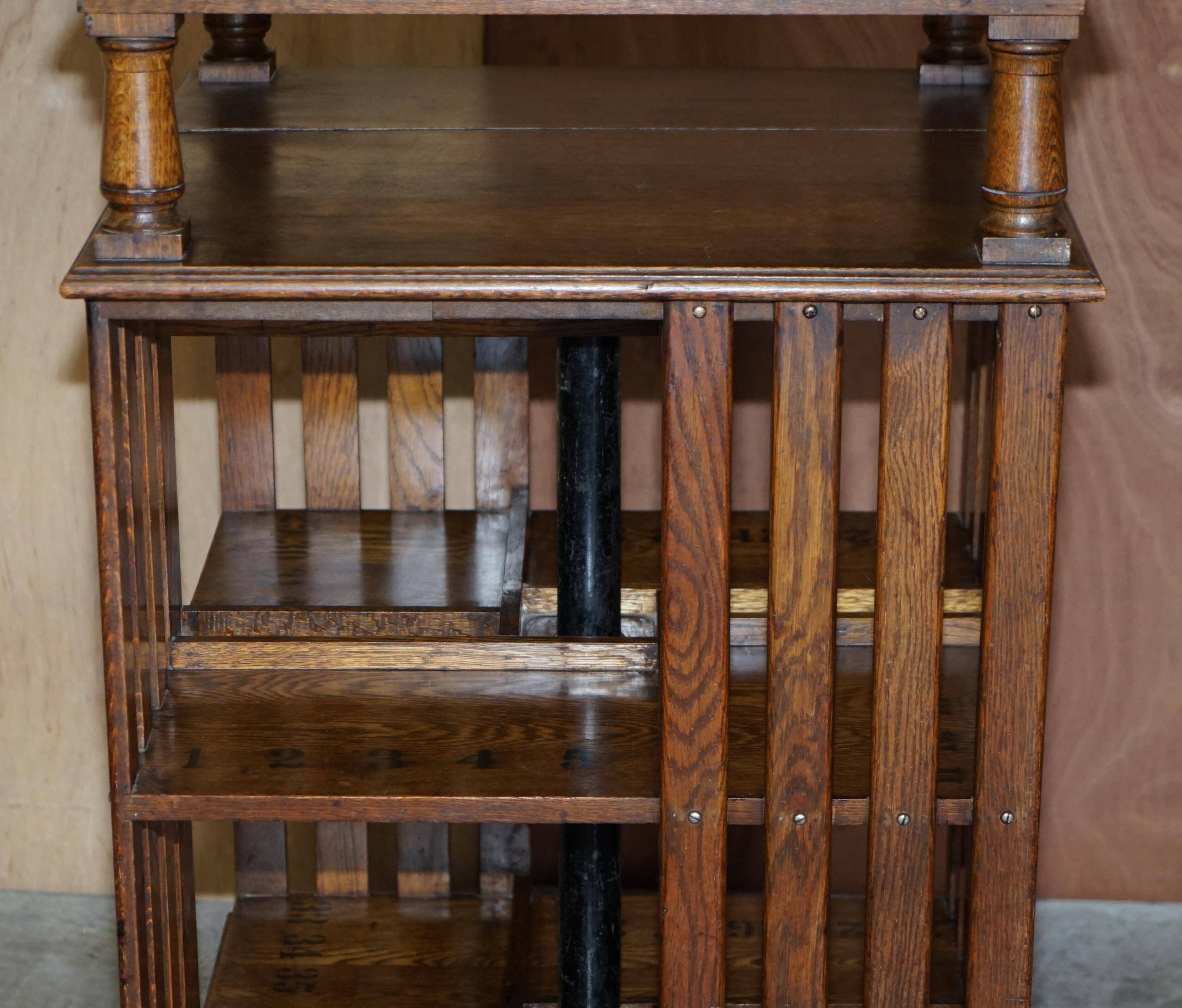 Victorian oak revolving library table circa 1880.