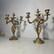 Pair of Louis XV style bronze candlesticks from the 19th century.