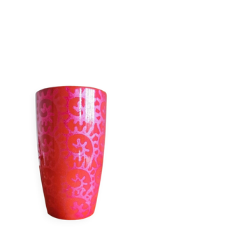 Fuchsia pink ceramic vase Scheurich made in Germany.
