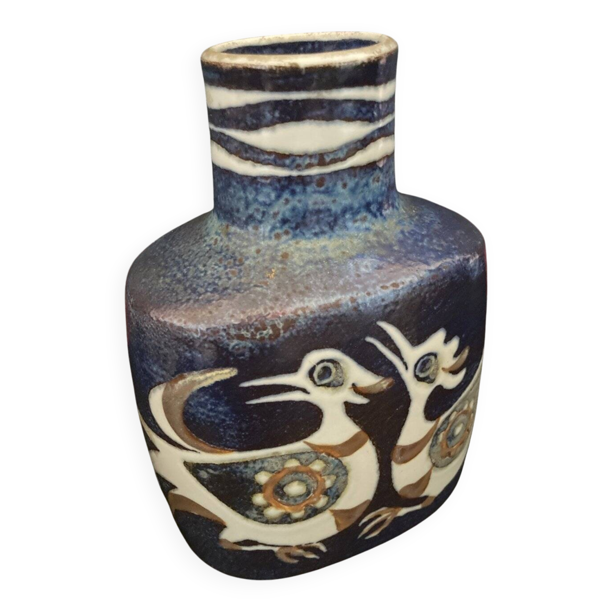 Danish 1960 Baca Line vase with bird decoration