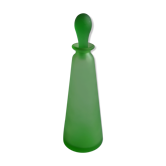 Vintage green satin blown glass bottle