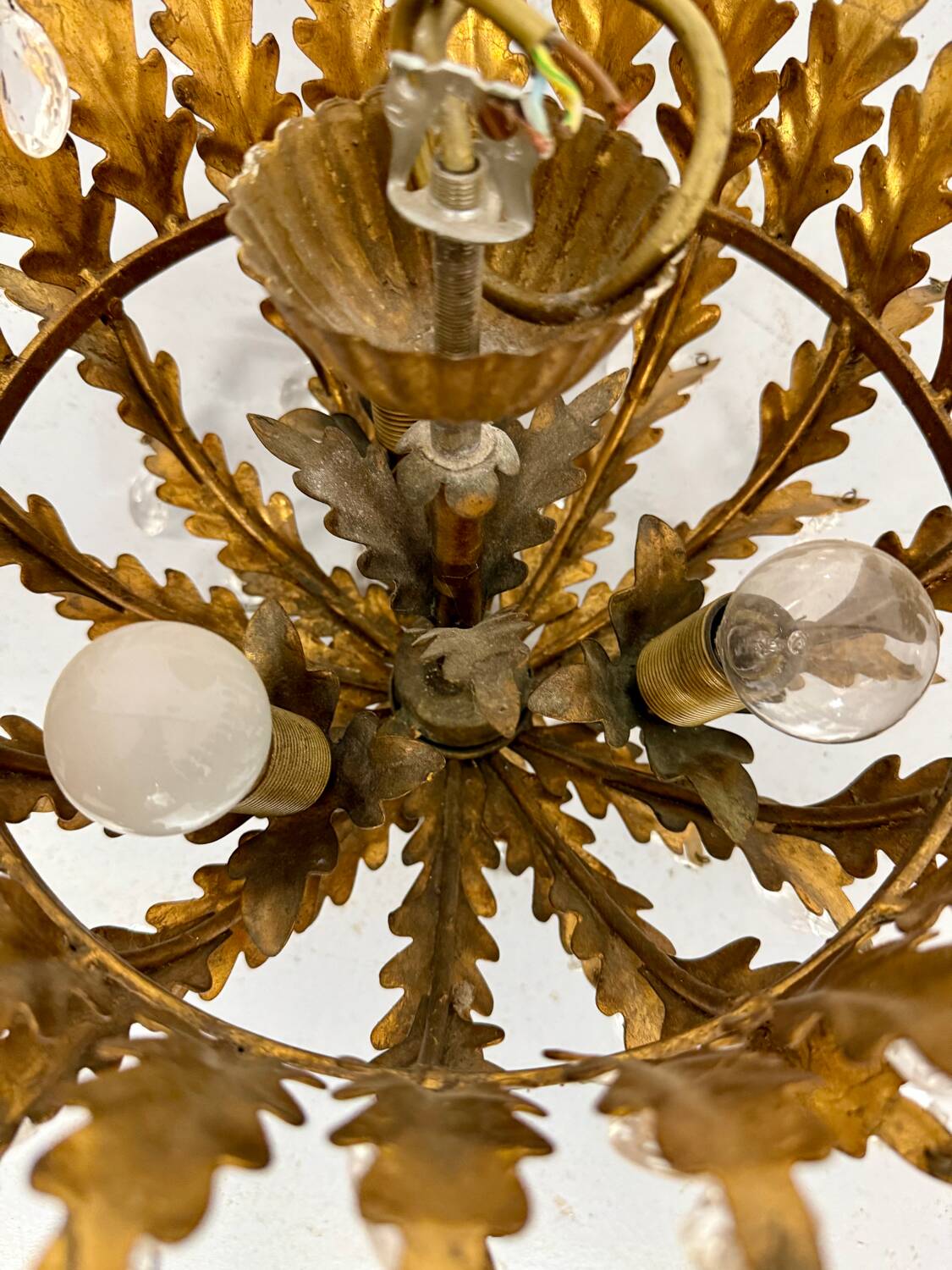 Antique chandelier with brass tassels, Banci design, Florence, Italy, 1950s