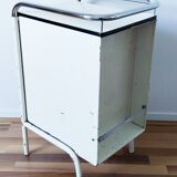 Boarding school bedside table, nightstand, in metal