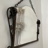 Beveled Art Deco wrought iron mirror