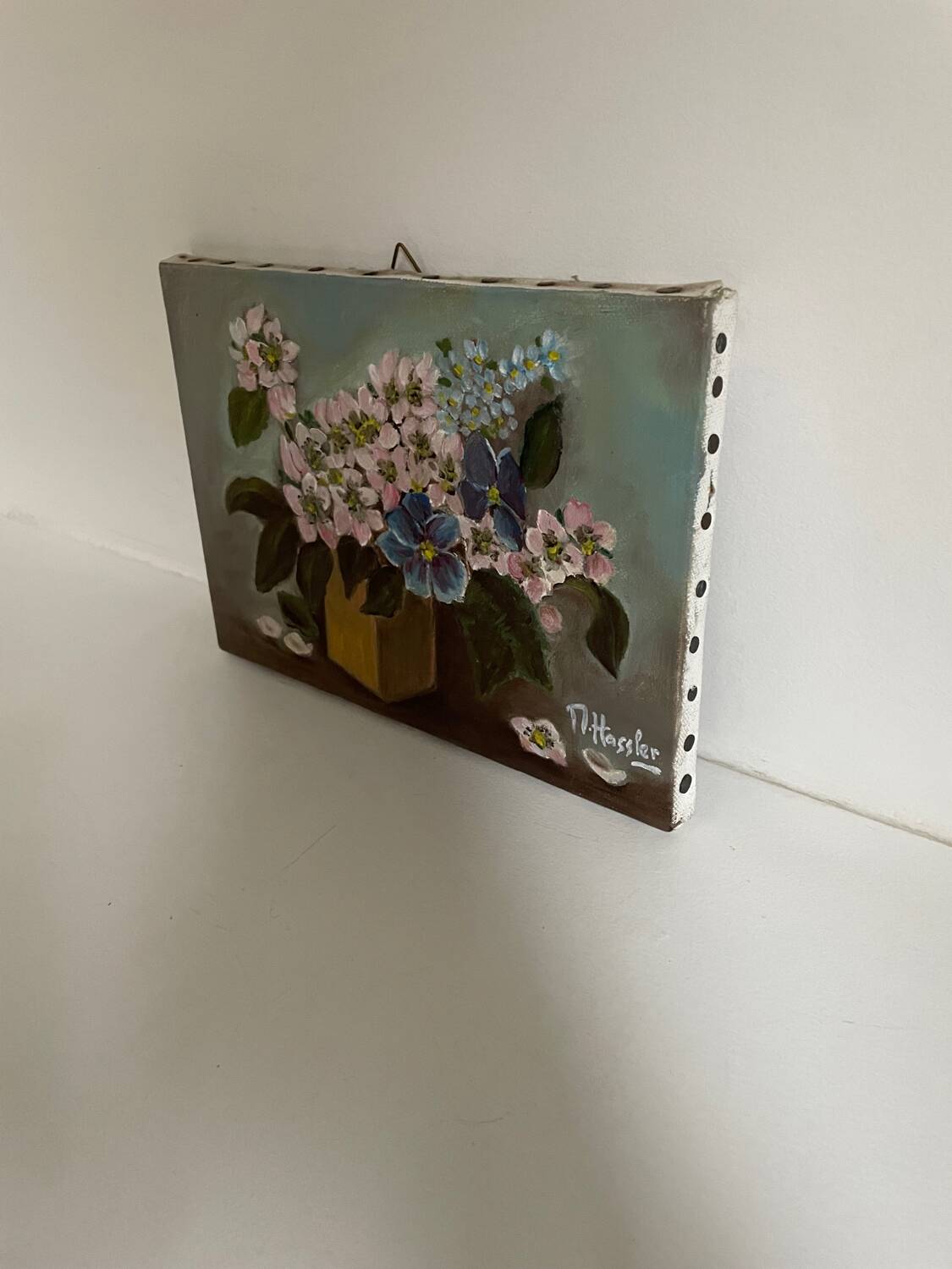 Small oil on old canvas