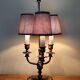 three-light candelabra lamp in metal and gilded brass, bouillotte lamp
