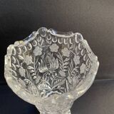 Polished and frosted molded crystal vase – Mid-20th century