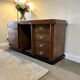 Vintage Art Deco curved sideboard with glass handles.