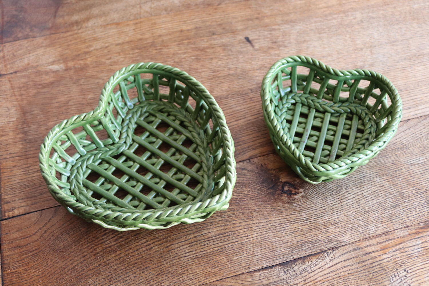 Woven ceramic heart-shaped baskets – Vallauris style