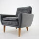 1960s black lether danish armchair