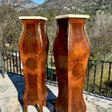 Pair of sleeves or columns in marquetry in the Louis XV style.