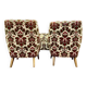 Vintage armchairs and sofa compass legs 1950 old floral pattern