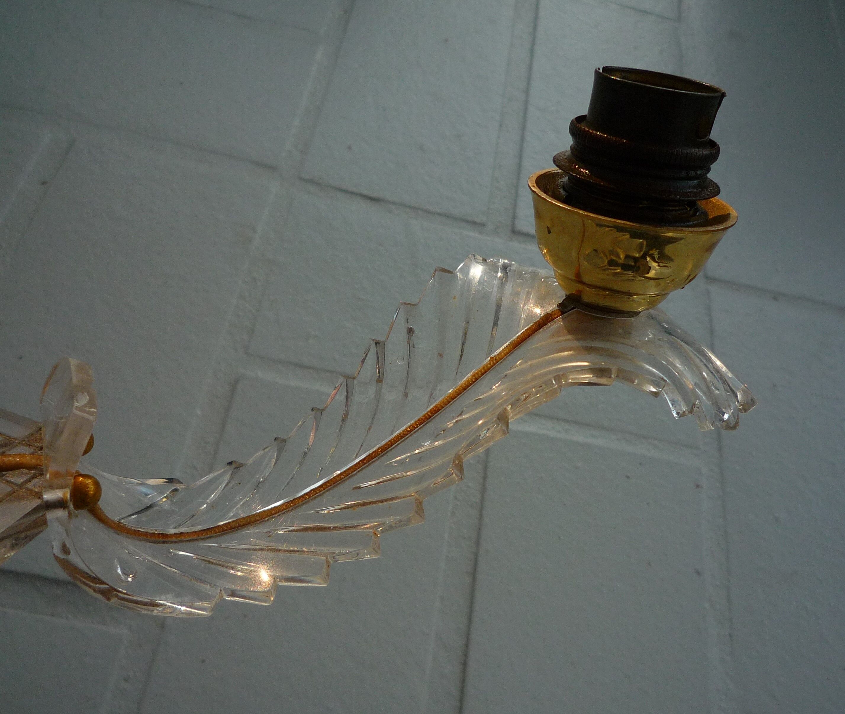 Suspension lamp 4 burners, plexiglass baroque style vintage 50-60s