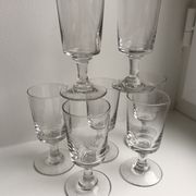 set of 7 glasses with molded glass stems old early twentieth century