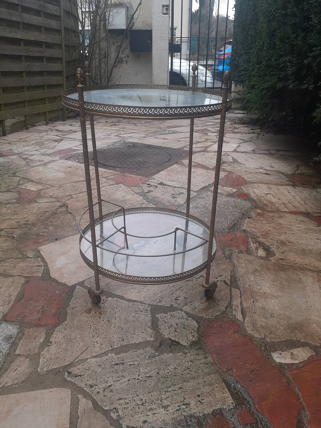 Brass rolling trolley