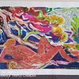 Pierre Lacroux (1909-1993) Gouache - 24 x 32cm - elongated nude