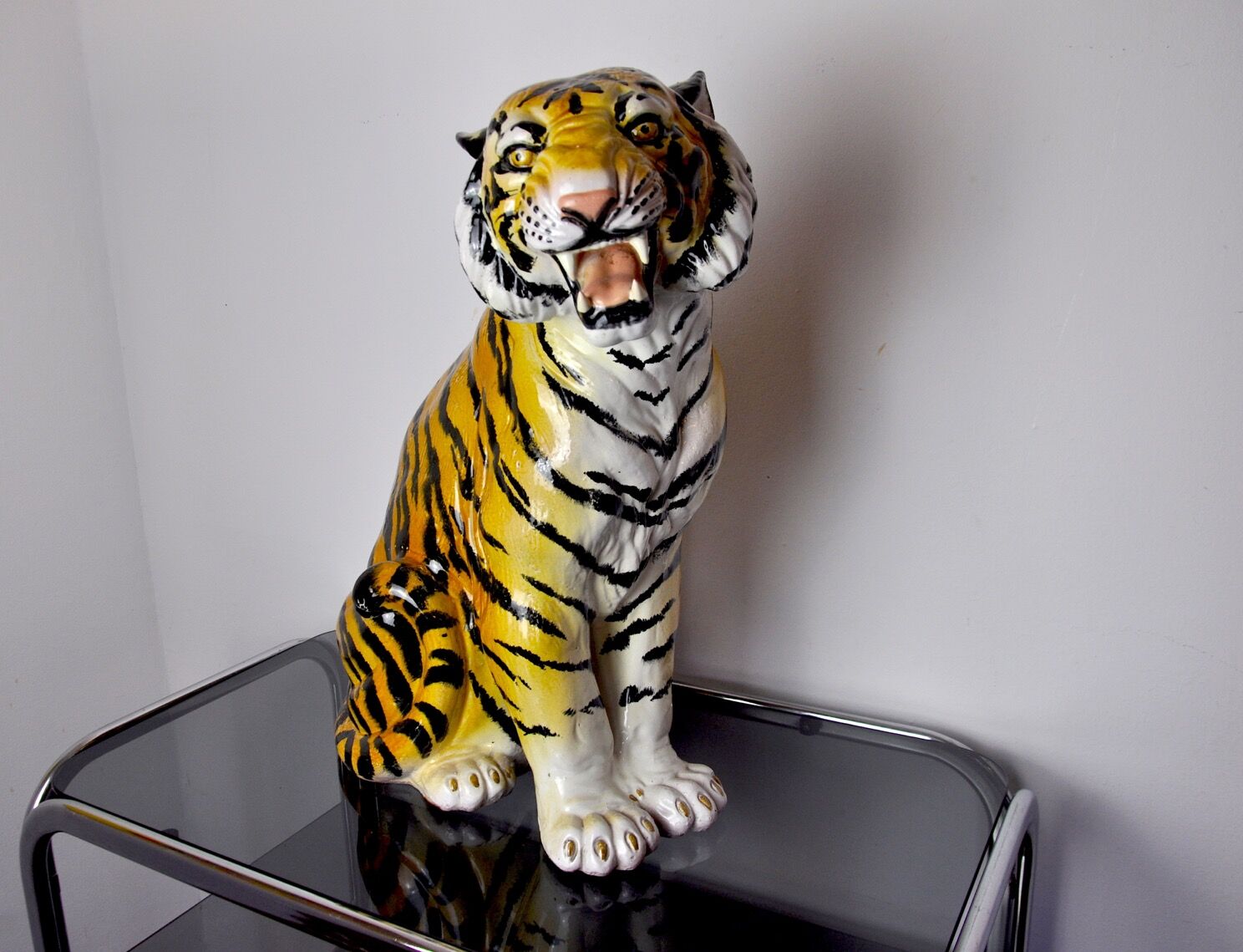 Ceramic Tiger, Italy, Signed, 1970