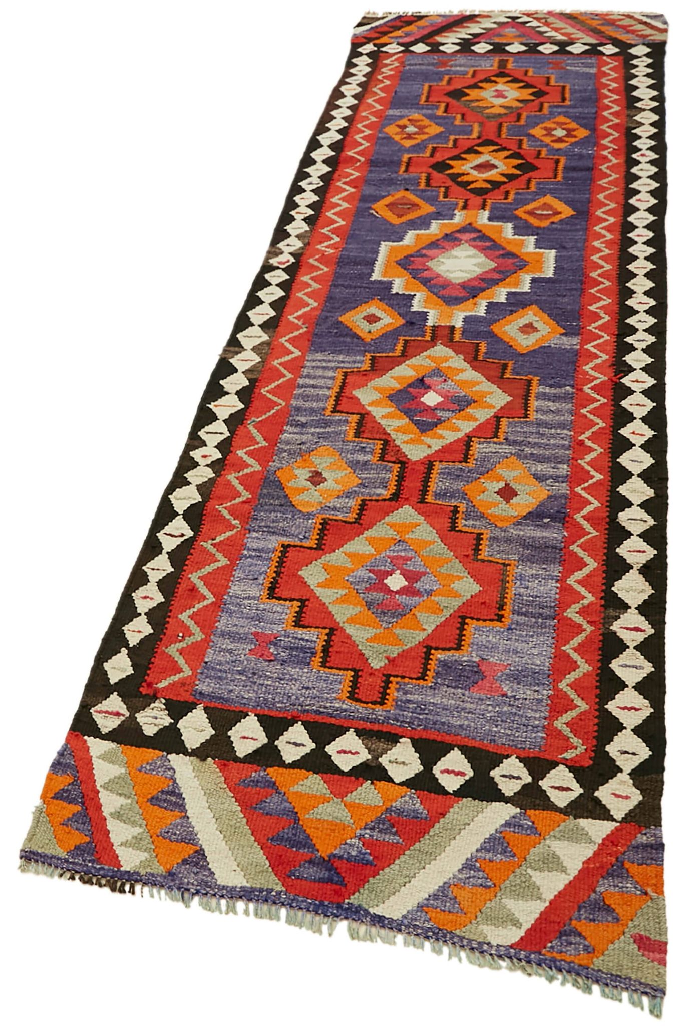 Turkish Handwoven Vintage Herki Kilim 97 cm x 324 cm