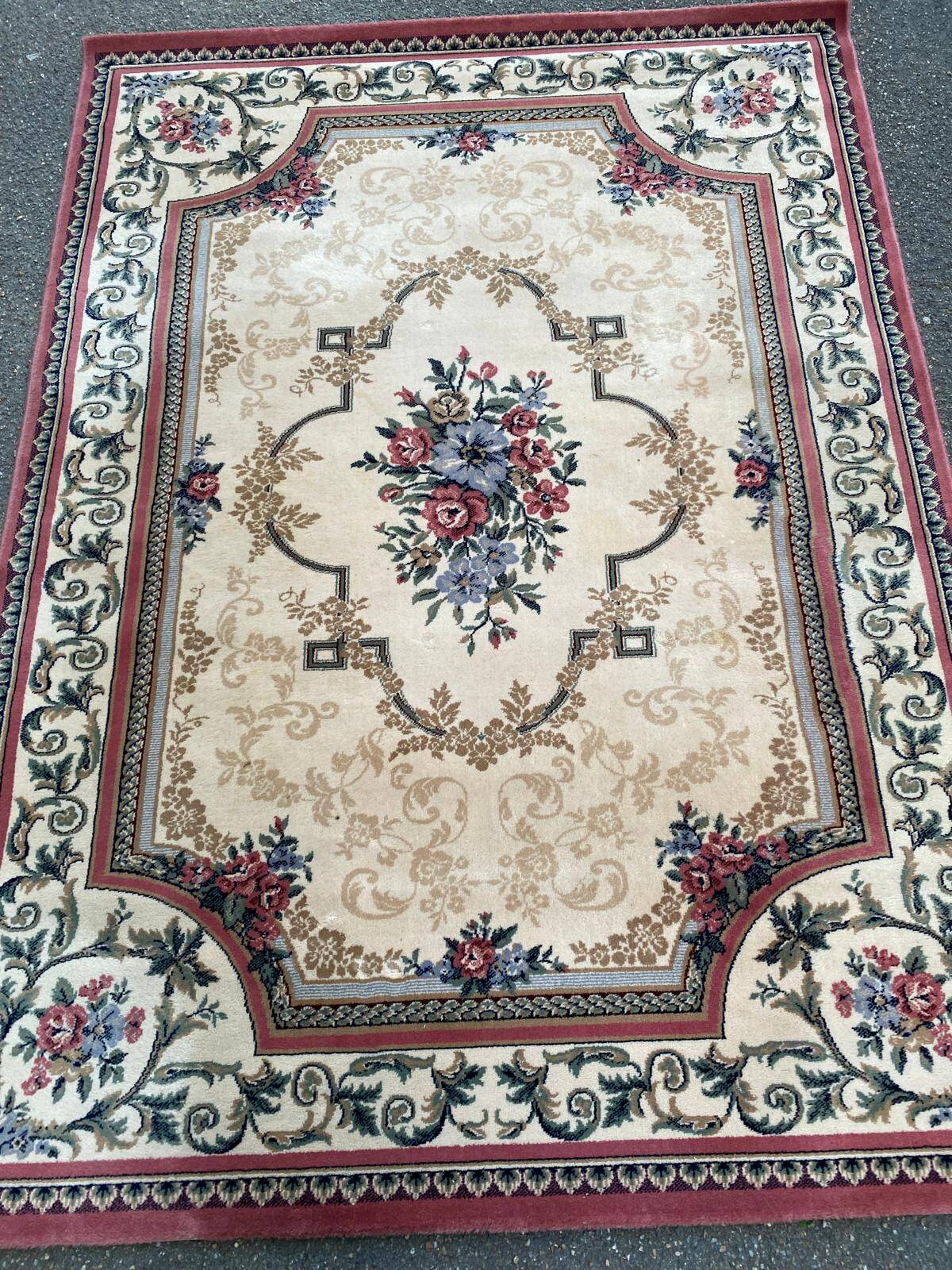 Persian rug in virgin wool, red beige velvet, 200x170 Saint Maclou