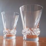 2 wine glasses from the 1950s in crystal by Daum, Sorcy model