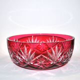 Saint-Louis Massenet cut crystal bowl lined with Raspberry Red OVERLAY