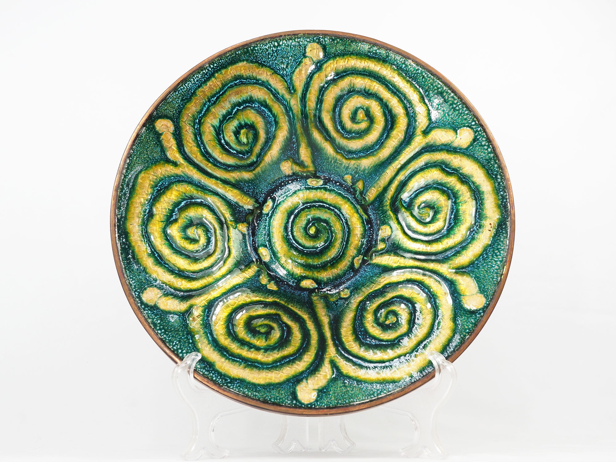 Centerpiece - email of limoges-geometric pattern mid century