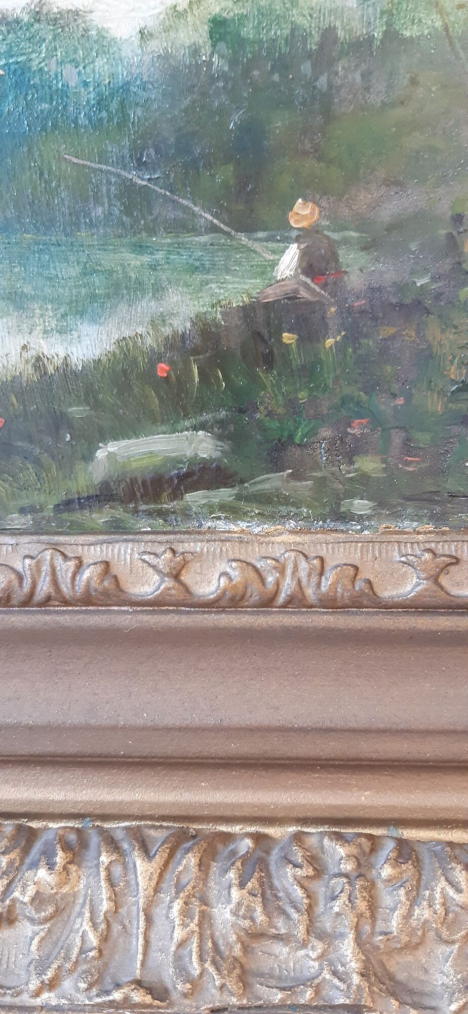 Old painting oil on wood fisherman signed XVIIIth