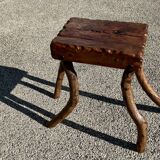 Solid wood stool in brutalist style