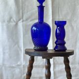 Blue molded glass carafe
