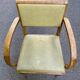 Fauteuil de bureau bridge bois courbé et cuir jaune